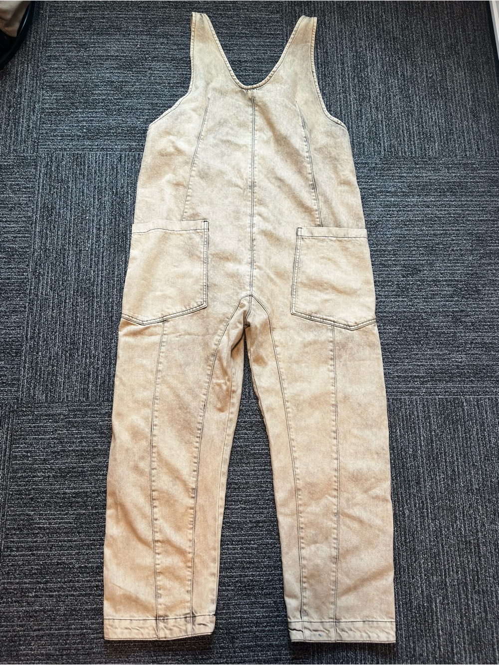 We the Free Beige Utility Cotton Blend Women's Overalls